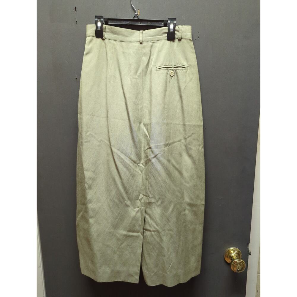Talbots Vintage Silk Blend Sage Green Pleated Maxi Skirt Size 8 Minimalist Glam - Picture 4 of 10